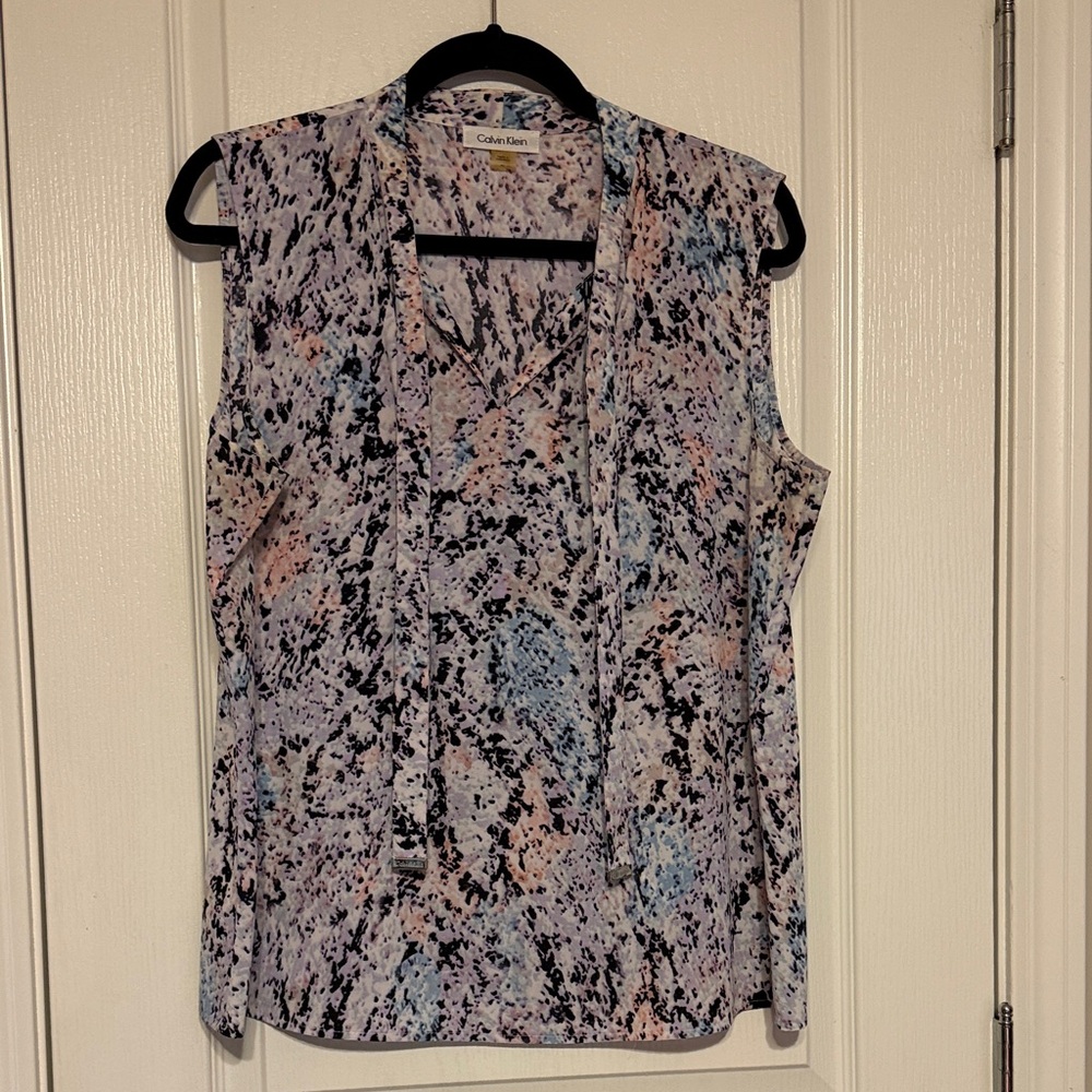 Calvin Klein Women's Abstract Sleeveless Blouse - Pastel Mix